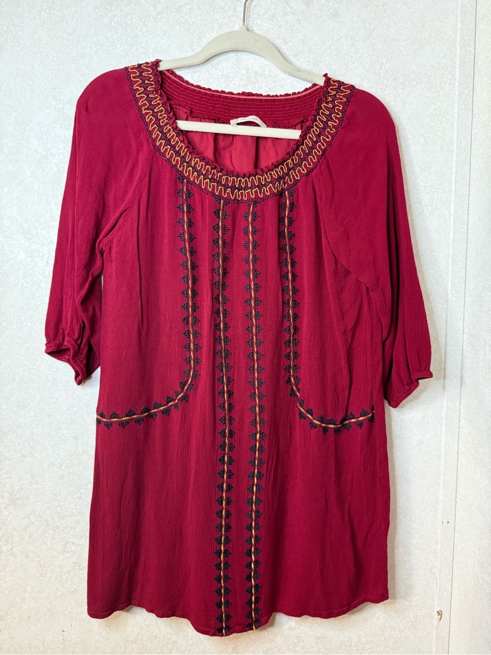 Altar'd State Red Embroidered Peasant Tunic